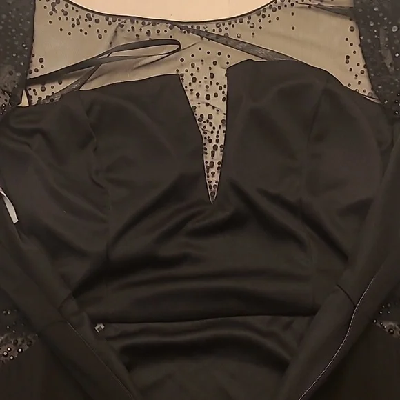 90s EUC Fiesta Fashionista Black Maxi Gown with Sheer/Beaded Details - Picture 12 of 13